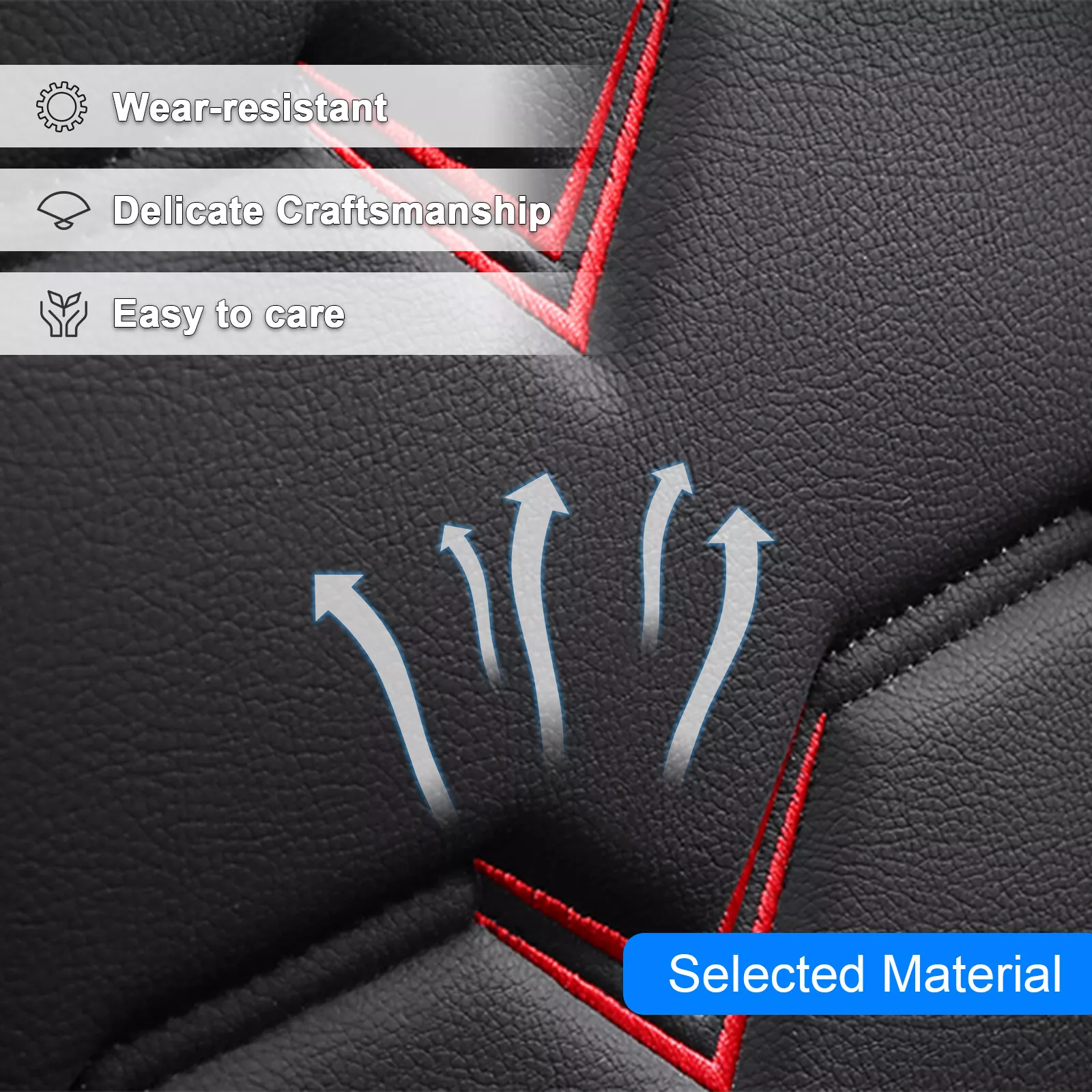WILLJOY Car Seat Cover for Nissan Maxima 2004-2024, Comfortable PU Leather Front Rear Cushion Protector Black Red