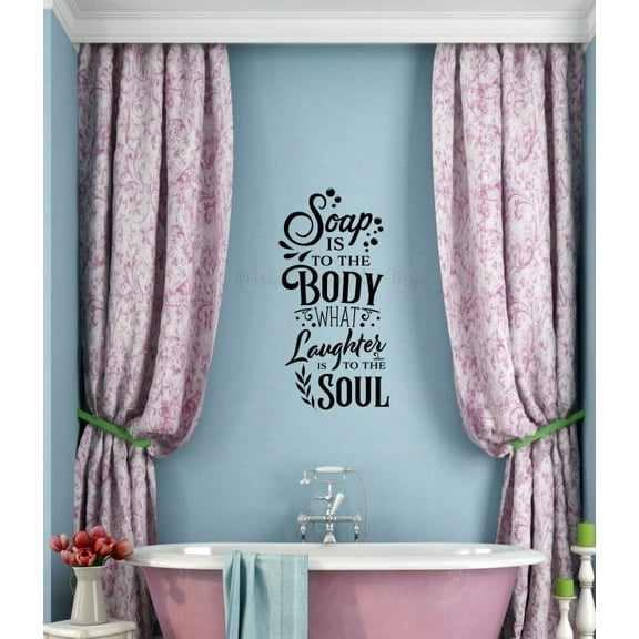 Bathroom Wall Decor Soap Is To The Body Quote Farmhouse Decals Wall Sticker 23x12-Inch Black