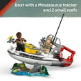 thumbnail image 5 of LEGO Jurassic World Brick-Built Mosasaurus Boat Mission Dinosaur Toy - Building Toy for Boys & Girls, Ages 9+ - Poseable Dinosaur plus LeClerc and Atwater Minifigures - Gift for Birthdays - 76974, 5 of 9