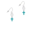 thumbnail image 2 of Delight Jewelry Silvertone Small Teal Crystal Cross Silvertone Leaf French Earrings, 2 of 5