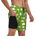 thumbnail image 2 of Yiaed Funny Sheep Doing Yoga Print Mens Swim Trunks Bathing Suit Compression Liner Beach Swim Shorts Swimwear Quick Dry Zipper Pocket No-Chafing Board Short-Medium, 2 of 6