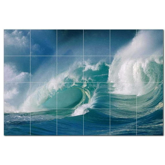 Wave Photo Ceramic Tile Mural Kitchen Backsplash Bathroom Shower 406281-S64