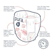 Pura Pull-On Diaper Pants with 360 Stretchy Waistband, Size 6, 17 Count (Choose Your Size and Count)