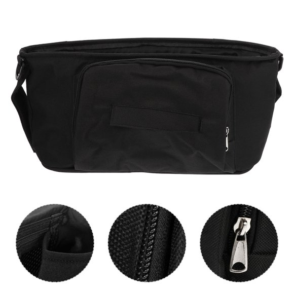 CHICHUMID 1 Ensemble Sac à Couches pour Poussette Bébé Noir en Tissu Oxford Rangement Suspendu pour Usage Quotidien