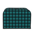 thumbnail image 2 of Goofa Teal On Black Plaid Print Toaster Cover 4 Slice, Four Slice Bread Machine Cover Quilted Toaster Covers Bread Maker Cover Kitchen Appliance Cover, 2 of 7