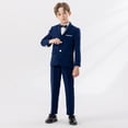 thumbnail image 5 of ZACPNCV Boy's Slim Fit Formal Suits 5 Piece Outfit for Ring Bearers Kids Dress Toddler Boy Tuxedo Homecoming Suits for Boys Blue 9-10 Years, 5 of 9