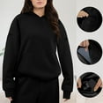 thumbnail image 2 of Olyvenn Womens Hoodie with Kangaroo Pouch Hidden Zipper Pockets Lightweight Oversized Fleece Athletic Sweatshirts Black XXL, 2 of 9