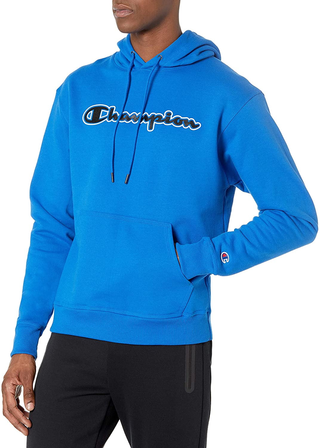 Champion Men's Powerblend Fleece Graphic Script Logo Pullover Hoodie ...