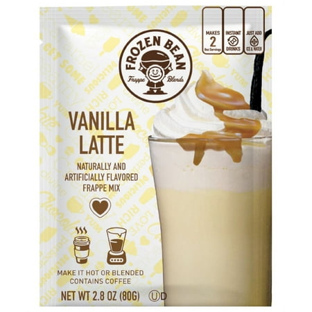 (12 Pack) Frozen Bean Frappe Blend Medium Roast, Instant Coffee Packets, Vanilla Latte, 2.8 oz
