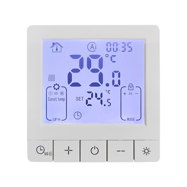 Thermostat Intelligent pour la Maison, Contrôle de Température Programmable, Protection IP20, Minuterie 24 H, Allumage/extinction, Thermostat Numérique pour Chauffage au Sol Électrique 16 A