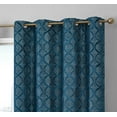 thumbnail image 3 of THD Sally Flocked Lattice Geometric 100% Blackout Total Privacy Grommet Window Curtain Panels - Pair, 3 of 29
