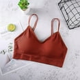 thumbnail image 3 of khonts,Women's V Neck Tube Top Bras Padded Camisole Sports Bra Seamless Double Shoulder Straps Running Yoga Bralettes Orange One Size, 3 of 3