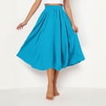 thumbnail image 5 of Levmjia Women Skirt Casual Summer Solid Color Elastic Waist A-Line Ankle Length Skirt Comfortable Breathable for Daily Wear Beach Vacation, 5 of 9