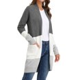 thumbnail image 2 of Grace Karin Women's Black and White Long Cardigan Striped V-Neck Casual Sweaters with Pockets, 2 of 5