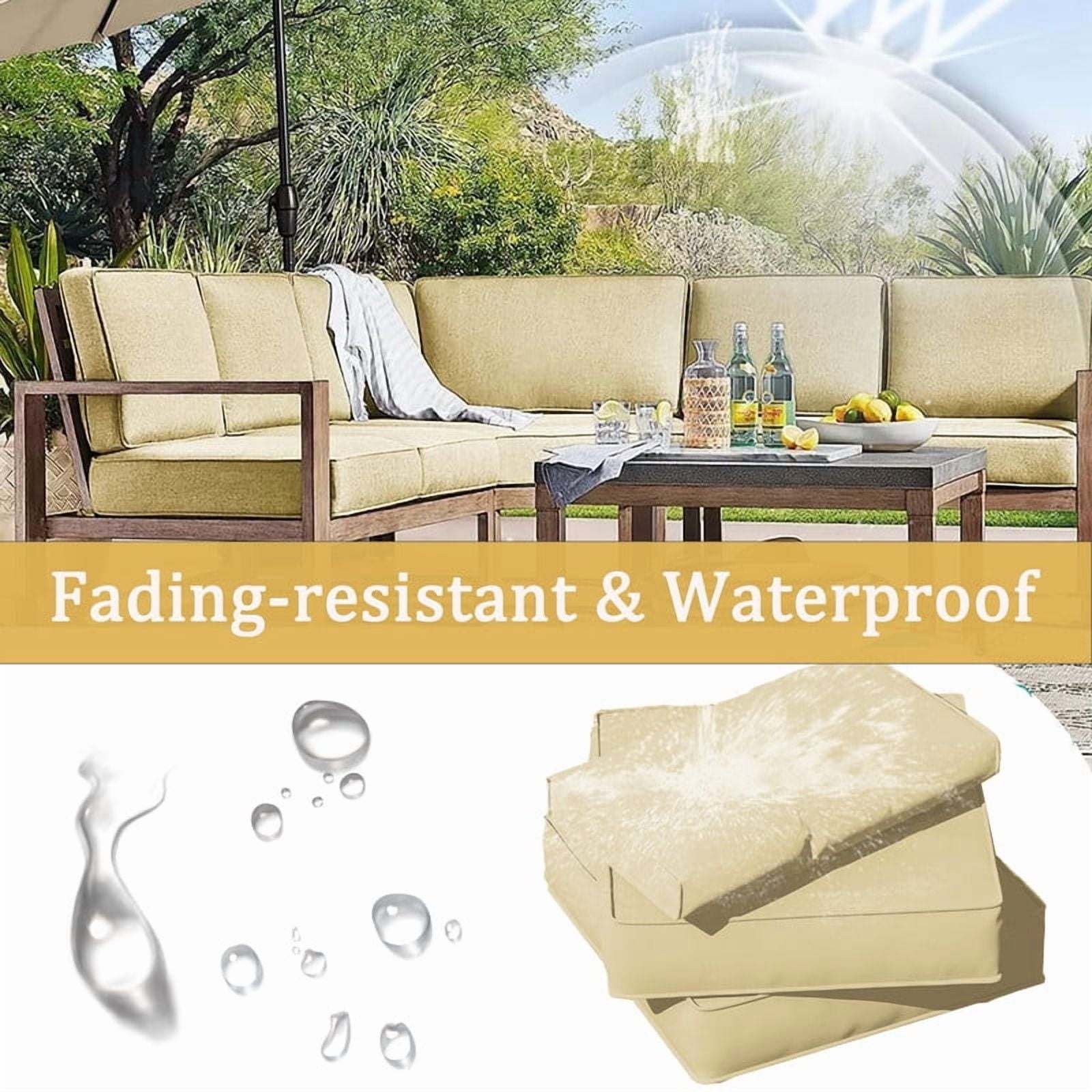14 Pieces Outdoor Replacement Sectional Cushions Set, Waterproof patio furniture cushions For Outdoor Furniture, 4in thick outdoor couch cushions For 6 Seat（Beige）