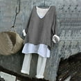 thumbnail image 5 of Njoeus Shirts for Girls Basic Tees for Women Linen Shirts for Women, Women's Printed V-Neck 3/4 Sleeved Linen Plus Size Linen Shirts for Women, Women's Summer Top Boho Tops for Women On Clearance, 5 of 7
