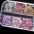 thumbnail image 3 of Fairnull 1200x Bling 2mm Mixed Color Nail Art Tips Acrylic Manicure Nail Stickers + Case, 3 of 6