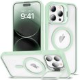 thumbnail image 1 of KOMI Magnetic Case for iPhone 14 Pro Max Case with Camera Stand [Compatible with MagSafe] [Military Drop Tested] Shockproof Slim Clear iPhone 14 Pro Max Phone Case for Women Men Green, 1 of 4