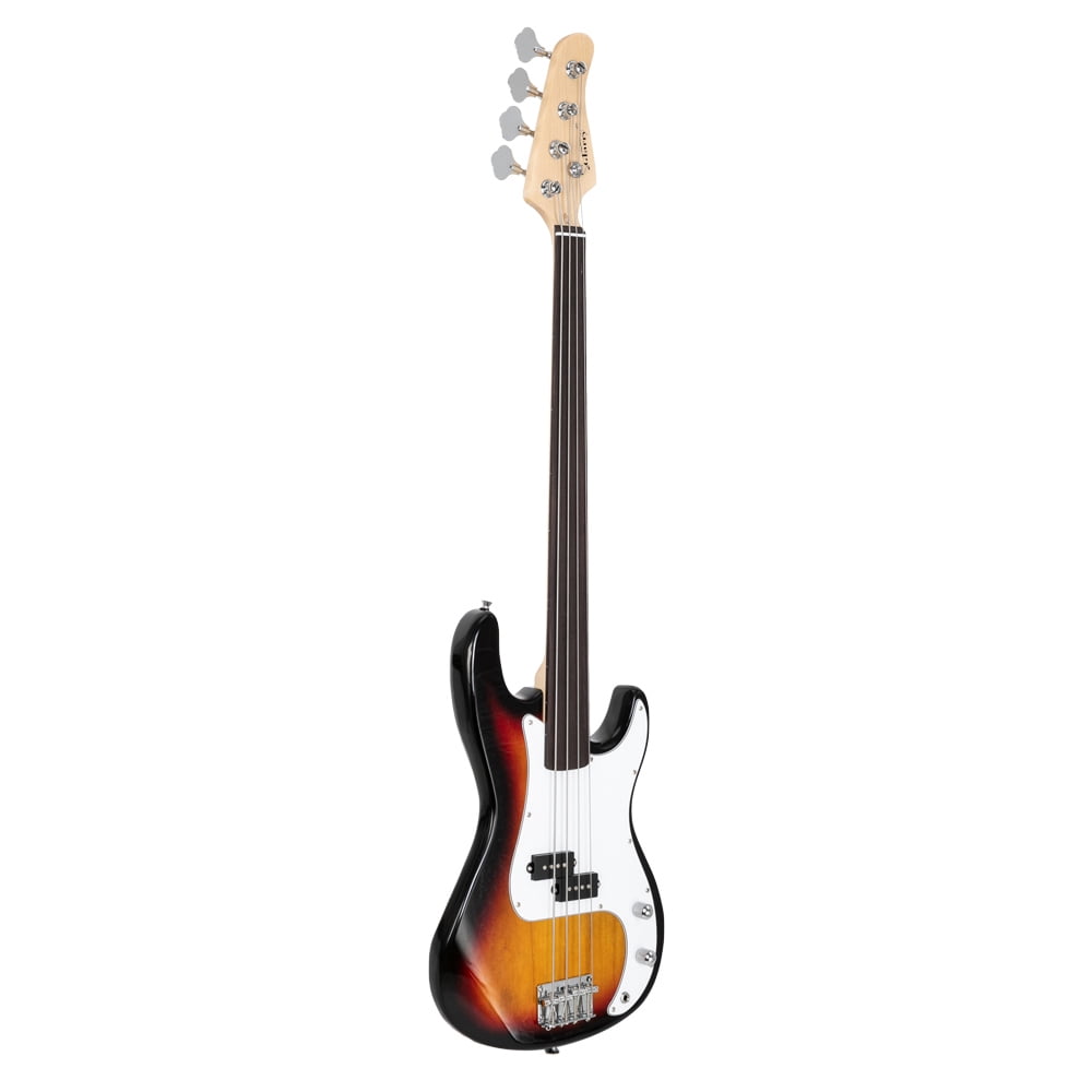 Veryke Fretless Electric Bass Guitar, Full Size, 4 String, Sunset Color, Lightweight, 9 Pounds