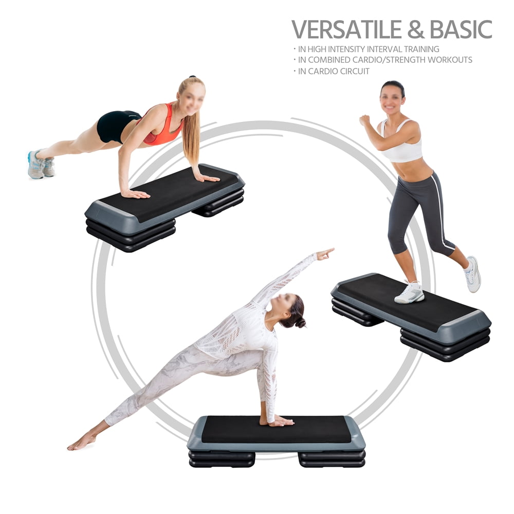 Alden Design Adjustable Heights Aerobic Stepper Exercise Platform for Home Gym, Gray
