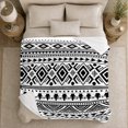 thumbnail image 5 of Black White Zigzag Triangle Diamond Circle Geometric Band Pattern Flannel Blanket For Pattern Fans, Cozy Black Home Decor For Bedroom Living Room Housewarming Gift, 5 of 9