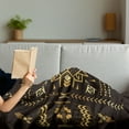 thumbnail image 3 of Geometric Soft Flannel Fleece Blanket, Tribal Hand Drawn Vintage Aztec Background in Vector Illustration Print, Cozy Plush for Indoor and Outdoor Use, 50" x 70", Dark Brown Mustard, by Ambesonne, 3 of 5