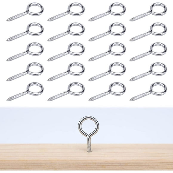 FrostHike 20pack 2.0Inch M4 Screw Eye Hook Wood Screws Metal Hook T316 Stainless Steel for Wood Securing Cable Wire Terminal Ring Eyelet Stand Self Tapping Eye Bolt Indoor Outdoor CN22 HN1