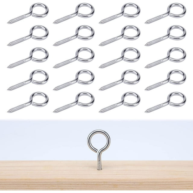 FrostHike 20pack 2.0Inch M4 Screw Eye Hook Wood Screws Metal Hook T316 Stainless Steel for Wood Securing Cable Wire Terminal Ring Eyelet Stand Self Tapping Eye Bolt Indoor Outdoor CN22 HN1