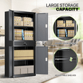 thumbnail image 6 of Magshion 71" Metal Garage Storage Cabinet with Locking Doors & Drawer, Adjustable Shelves for Home, Office, Grey Black, 6 of 10