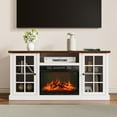 thumbnail image 4 of MARNUR Fireplace TV Stand for TVs up to 65", Media Entertainment Center Console Table with Glass Door, Farmhouse, White, 4 of 15