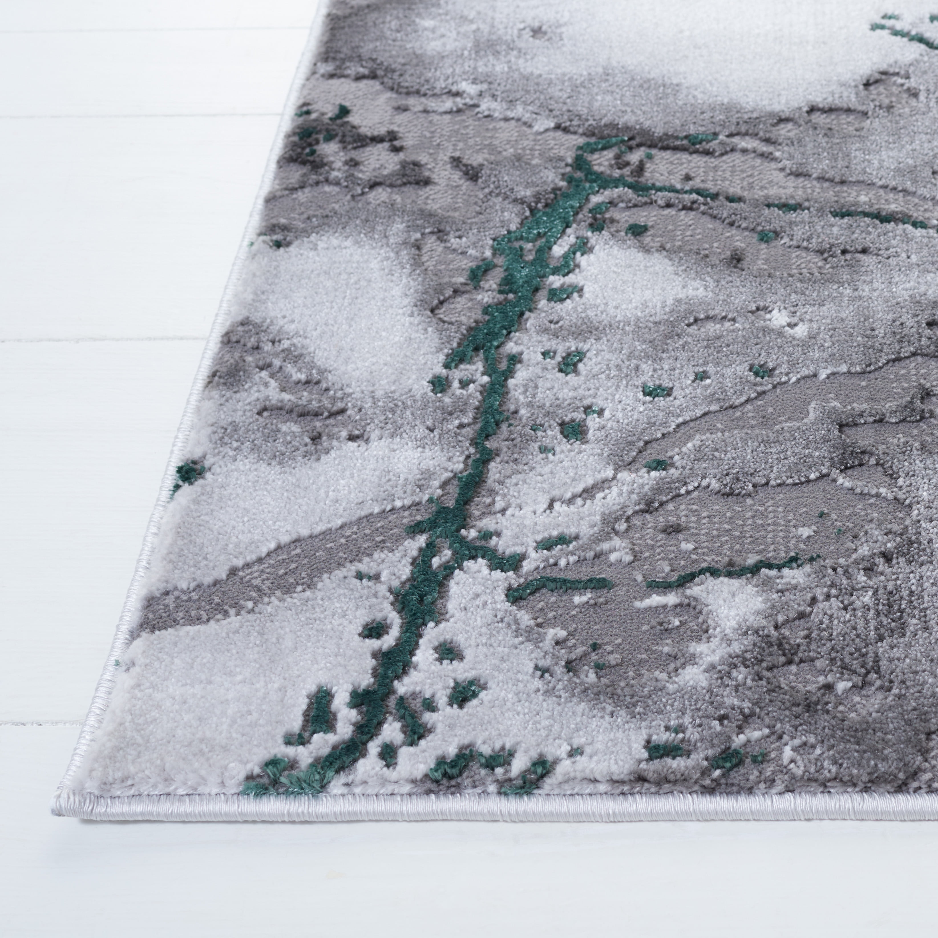 SAFAVIEH Craft Paul Abstract Runner Rug, Grey/Green, 2'3" x 14'