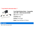 thumbnail image 2 of Front Right Window Motor - Compatible with 1988 - 2000 Chevy K2500 1989 1990 1991 1992 1993 1994 1995 1996 1997 1998 1999, 2 of 2