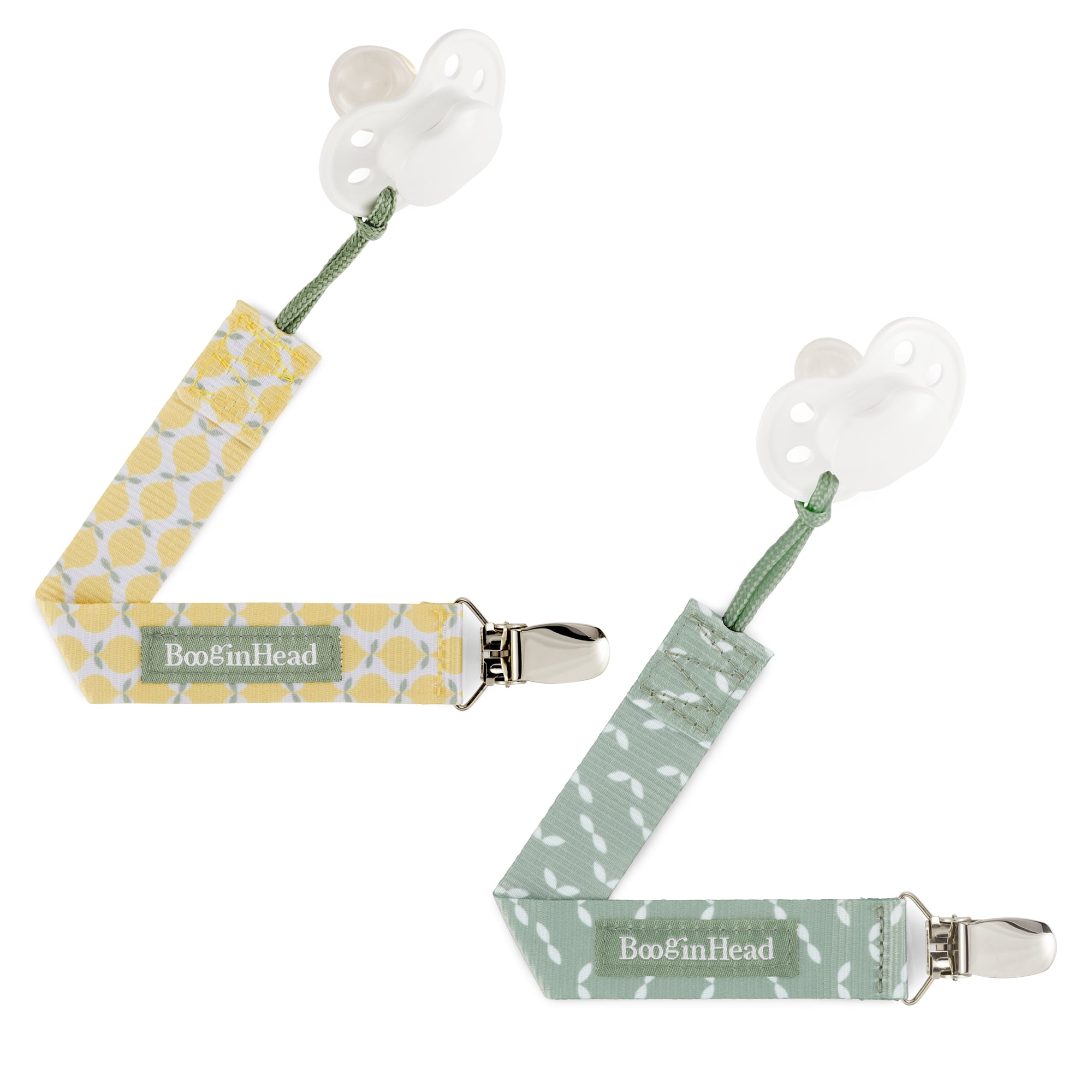 BooginHead Universal Pacifier Clips, Infant Toddler Boys and Girls, Lemons Leaves