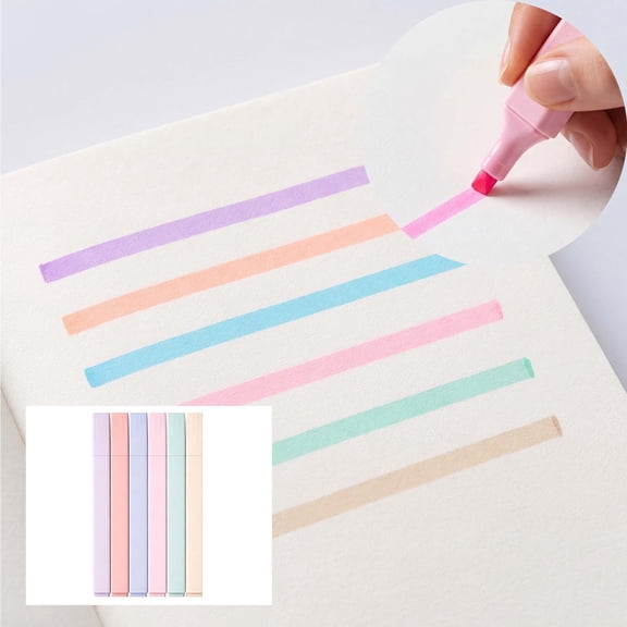Highlighters, 6Pcs,Pastel Chisel Tip Bible Highlighter No Bleed | Highlighters Assorted Colors,Soft Tip,Fast Dry,for Highlighting,Underlining Bible Journaling,Back to Class Supplies