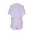 thumbnail image 4 of Scyoekwg Summer Vacation 2 Piece Outfits for Women Short Sleeve Round Neck Tops Shorts Casual Solid Color Sweatsuits Sets Loose Trendy Tracksuit Matching Sets (Purple,XXL), 4 of 6
