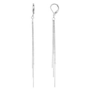AeraVida Cascading Chain Tassels Sterling Silver Lever-Back Hoop Dangle Earrings