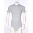 thumbnail image 2 of Jhaoyu Men's Solid One-Piece Press Button Crotch Leotard T-Shirts Bodysuit Pajamas Grey XL, 2 of 7