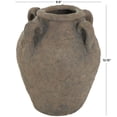 thumbnail image 3 of DecMode 12" Handmade Textured Dark Brown Ceramic Vase with Four Handles, 3 of 10
