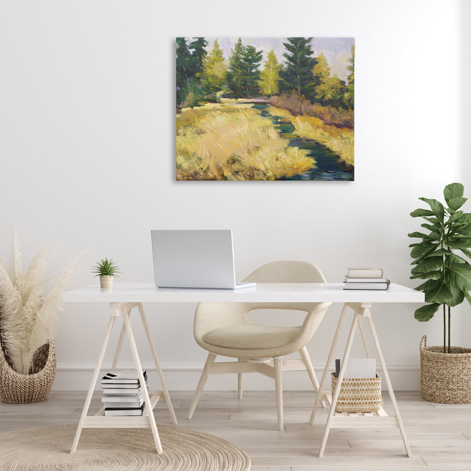 Stupell Industries Mammoth Creek Landscape Landscape & Nature Painting Wrapped Canvas Art Print Wall Art, 40 x 30