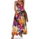 thumbnail image 1 of Vestido largo con estampado de lirios y flores, con tirantes y diseño geométrico, para uso urbano, informal, largo, de verano, con escote en V y tallas grandes, 1 of 7