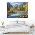 thumbnail image 3 of ONETECH  Landscape Tapestry, Mountains of Colorado with Forest and River Summer Foliage Idyllic Photo, Wide Wall Hanging for Bedroom Living Room Dorm,Sage Green, 3 of 7