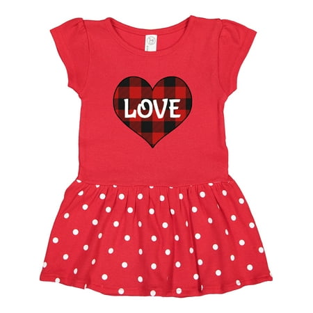 

Inktastic Valentine Buffalo Plaid Love Gift Toddler Girl Dress