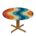 thumbnail image 3 of HAOXIT Tablecloth, Groovy Pattern Table Cloth Cover for Kitchen Dining Holiday Party Home Decor, Navy Blue Orange Red Round 54-58, 3 of 8