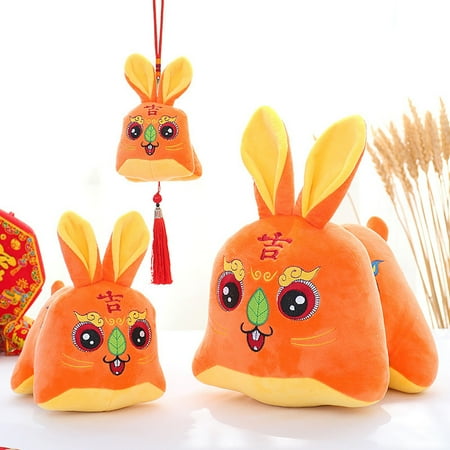 

2023 Year of The Rabbit Mascot Plush Hanging Pendants Chinese New Year Zodiac Rabbit Pendants Stuffed Rabbit Pendant for New Year Decoration Party Birthday Favors Car Hanging Orange 1Pcs