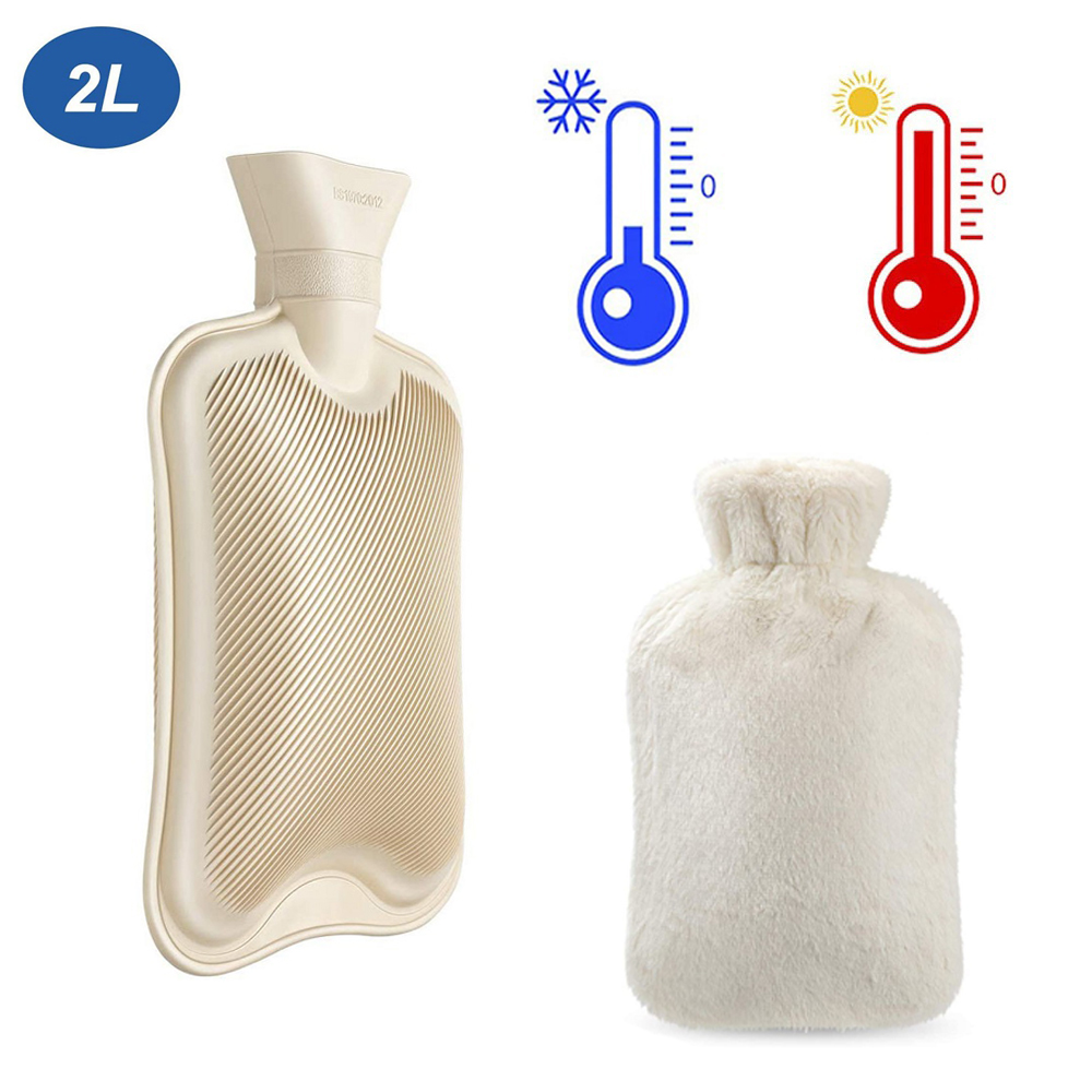 Hot/Cold Water Pouch, 2 L Hot Water Bottles with Fleece Cover, Water