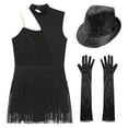 thumbnail image 6 of TiaoBug Women Sparkly Sequin Latin Jazz Dance Outfit Sleeveless Leotard Ballroom Dance Dress Black L, 6 of 6