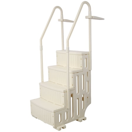 4 Step Heavy-Duty Pool Ladder for Above Ground Pools 400LBS Capacity Stair Entry System with Handrails & Anti-Slip Pads White Polypropylene