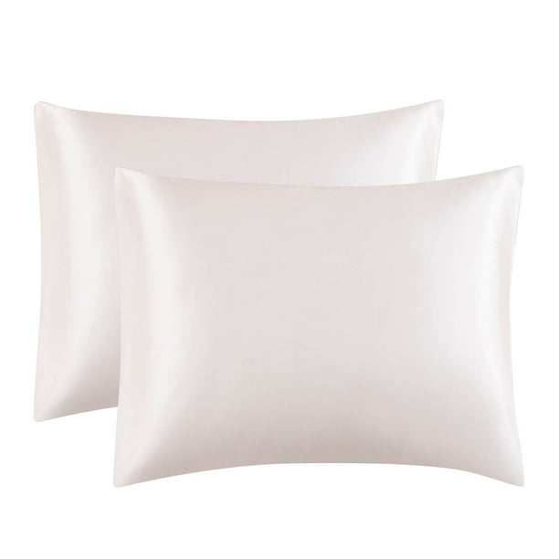 Funda de almohada de seda sintética para cabello y piel - Juego de 2 fundas de almohada de seda sintética de 50 x 66 cm con cierre de sobre, para mujeres y hombres