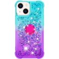 thumbnail image 3 of Slim Fit Phone Case for iPhone 15 Plus (6.7 in.), Bling Shiny Quicksand Effect TPU Bumper Case, Four Corners Heavy Anti-Fall Protection Coverfor iPhone 15 Plus,Blue Purple, 3 of 14
