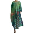 thumbnail image 1 of Hamky Robe T-Shirt Robe Midi Robe à Manches Longues Robe Ample à Col Rond pour Femme Mode Aînée Robe à Manches Longues Imprimée à Col en V Robes d'Automne Robes pour Femmes Robe Verte TTG, 1 of 4